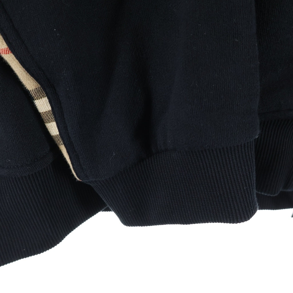 BURBERRY LONDON(バーバリーロンドン) ヴィンテージ チェック柄切替 コットン ジップアップ フーディー パーカー ブラック 8034510