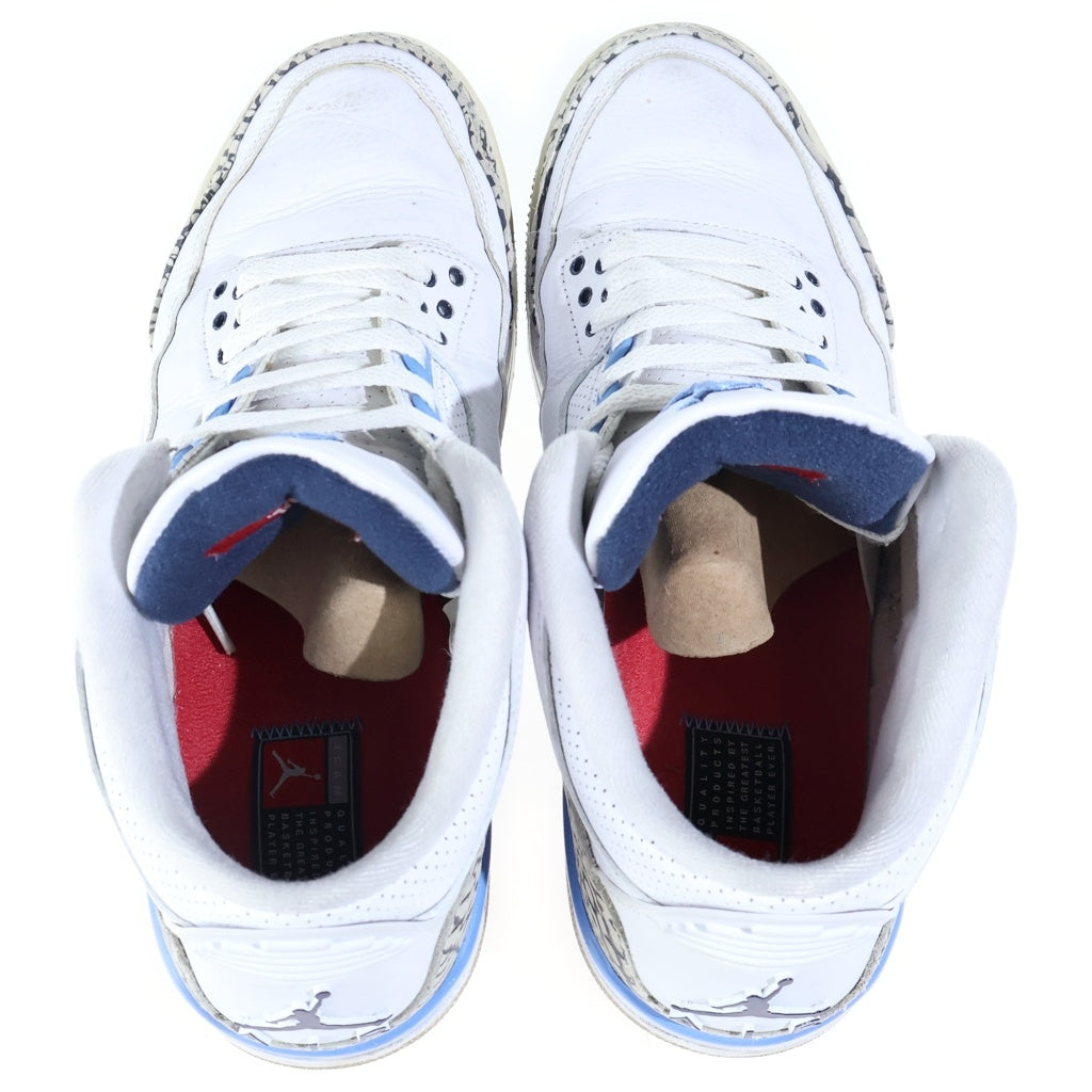 NIKE(ナイキ) AIR JORDAN RETRO UNC エアジョーダン 3 レトロ ユーエヌシー(2020) ハイカット スニーカー ホワイト/ライトブルー US10.5/28.5cm CT8532-104