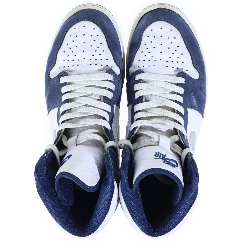 NIKE(ナイキ) AIR JORDAN 1 HIGH OG CO JP WHITE MIDNIGHT NAVY 2020 STANDARD BOX エアジョーダン1 ハイカットスニーカー ホワイト/ネイビー US10/28cm DC1788-100