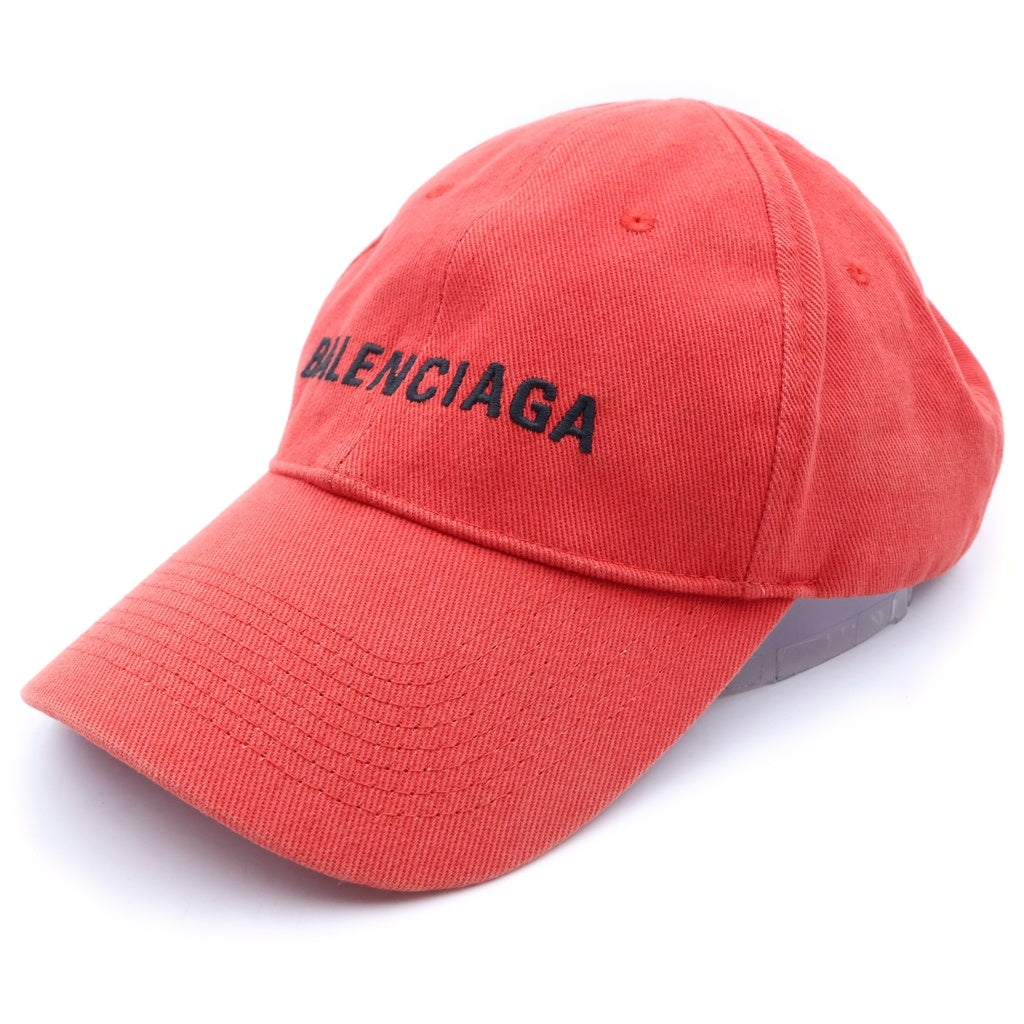 BALENCIAGA(バレンシアガ) ロゴ刺繍 6パネル ベースボールキャップ レッド