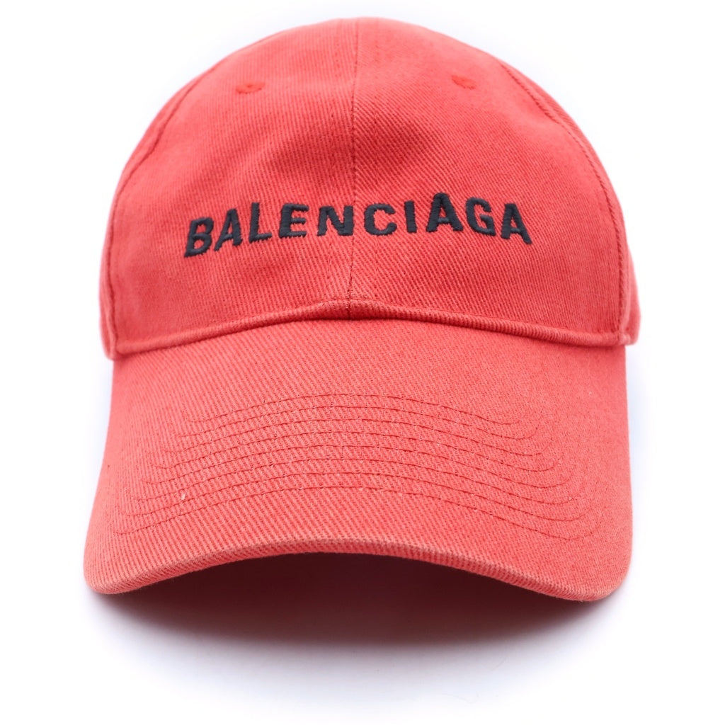 BALENCIAGA(バレンシアガ) ロゴ刺繍 6パネル ベースボールキャップ レッド