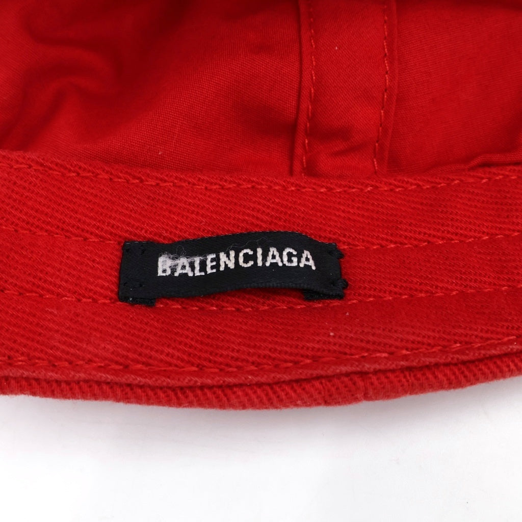 BALENCIAGA(バレンシアガ) ロゴ刺繍 6パネル ベースボールキャップ レッド