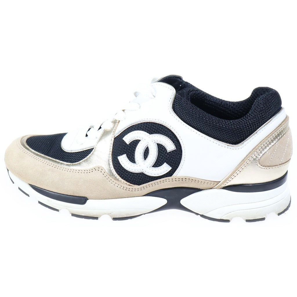 CHANEL(シャネル) ココマーク ファブリックスエード ローカットスニーカー ホワイト/ブラック レディース G39068