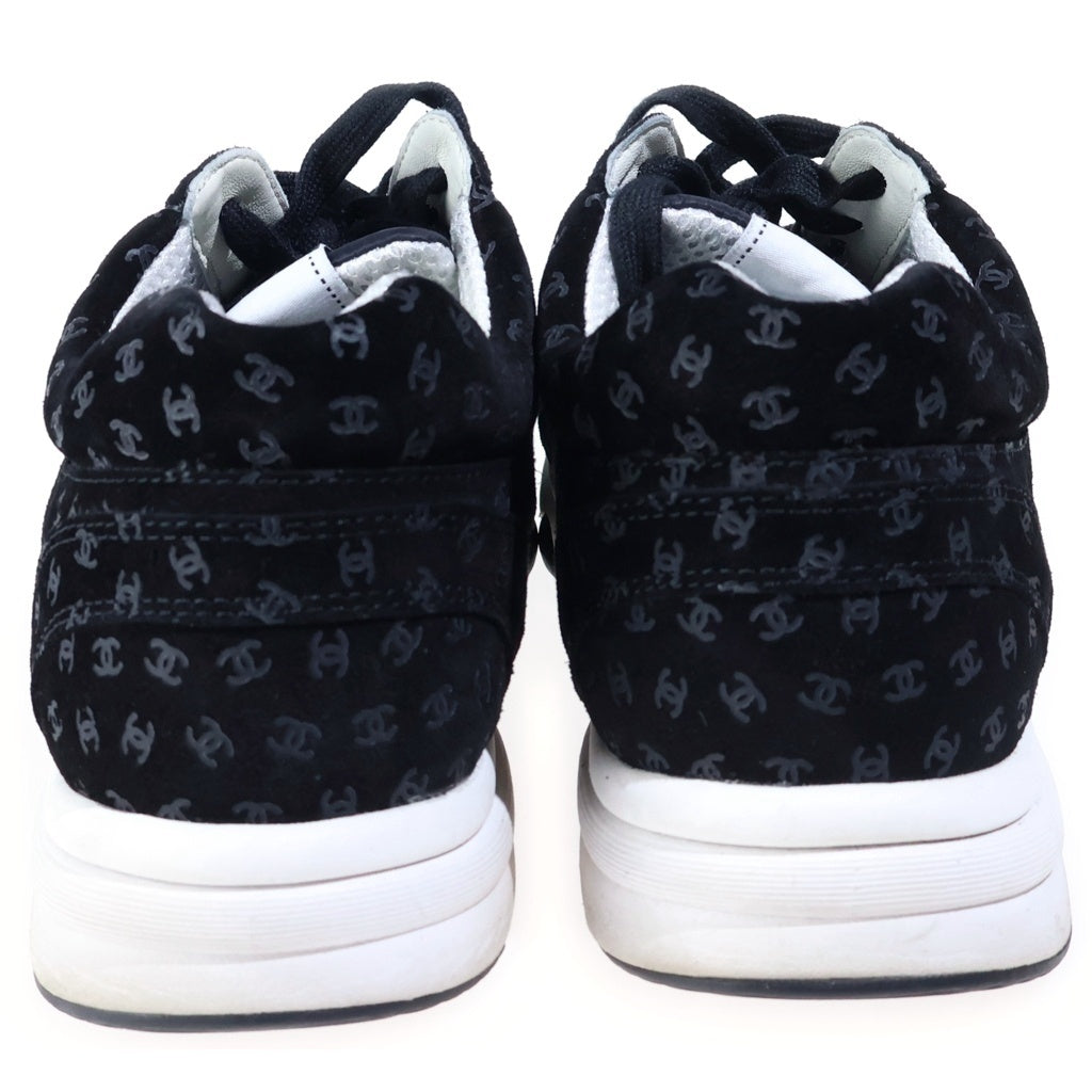 CHANEL(シャネル) ココマーク総柄プリント スエードレザー ローカットスニーカー ブラック レディース G39232