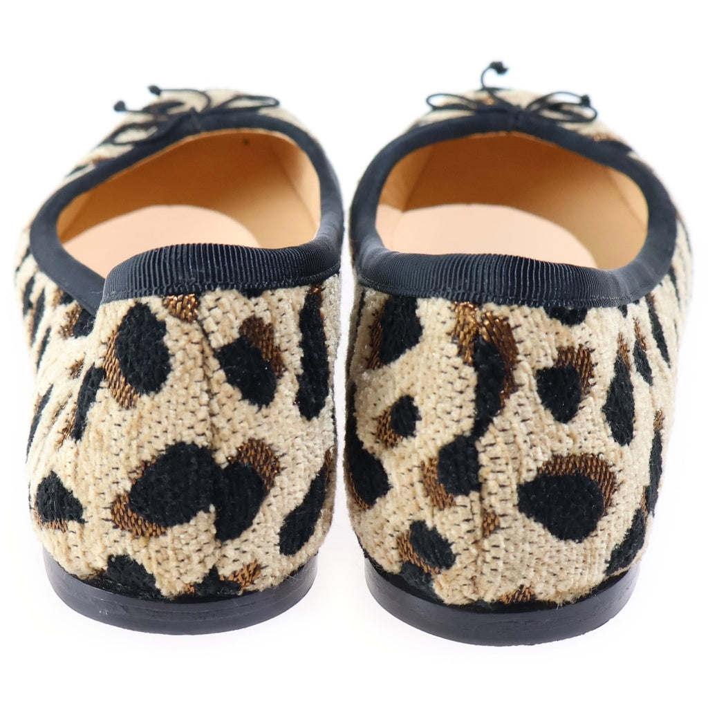 CHRISTIAN LOUBOUTIN(クリスチャンルブタン) レオパード総柄 キャンバス バレエシューズ パンプス ブラウン レディース