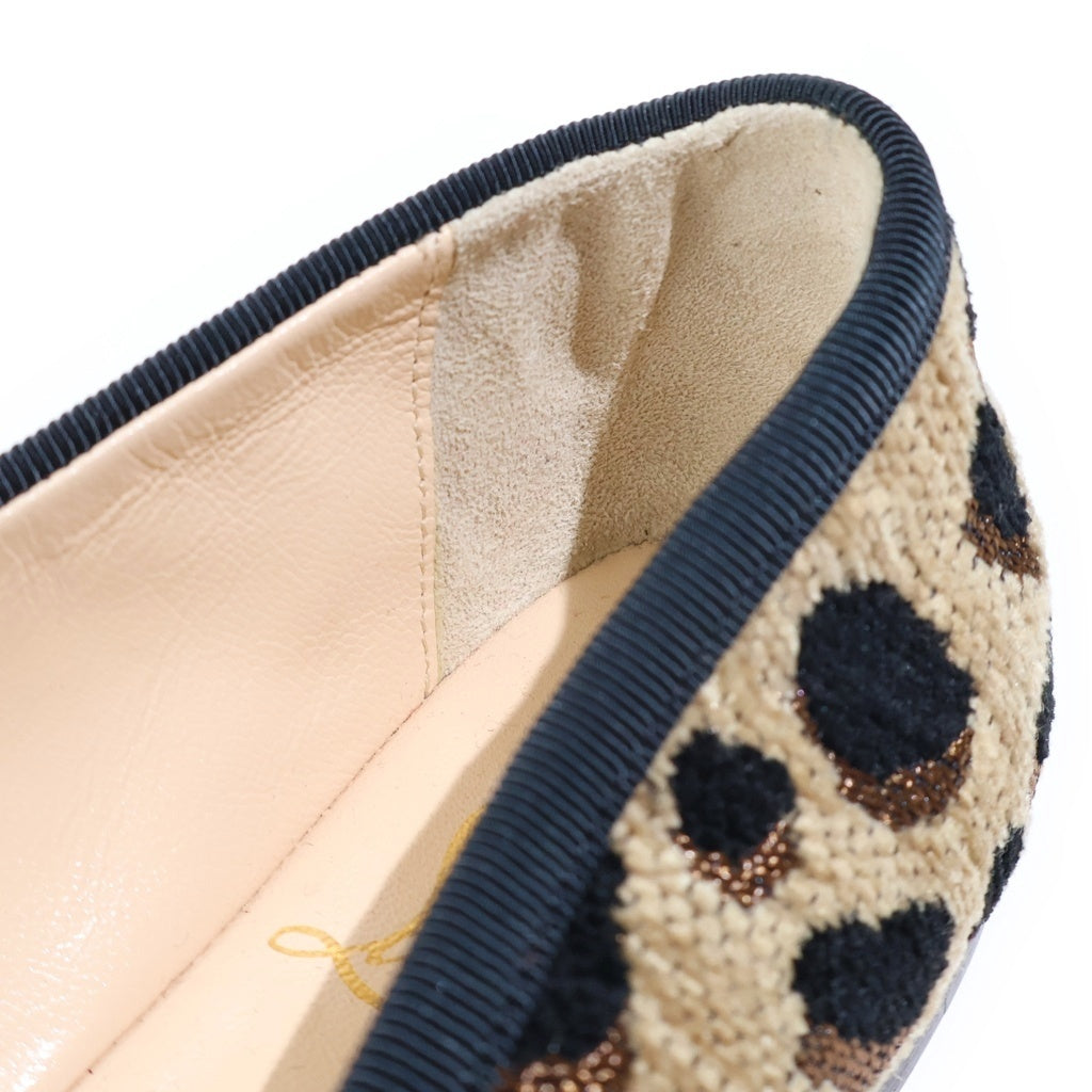 CHRISTIAN LOUBOUTIN(クリスチャンルブタン) レオパード総柄 キャンバス バレエシューズ パンプス ブラウン レディース