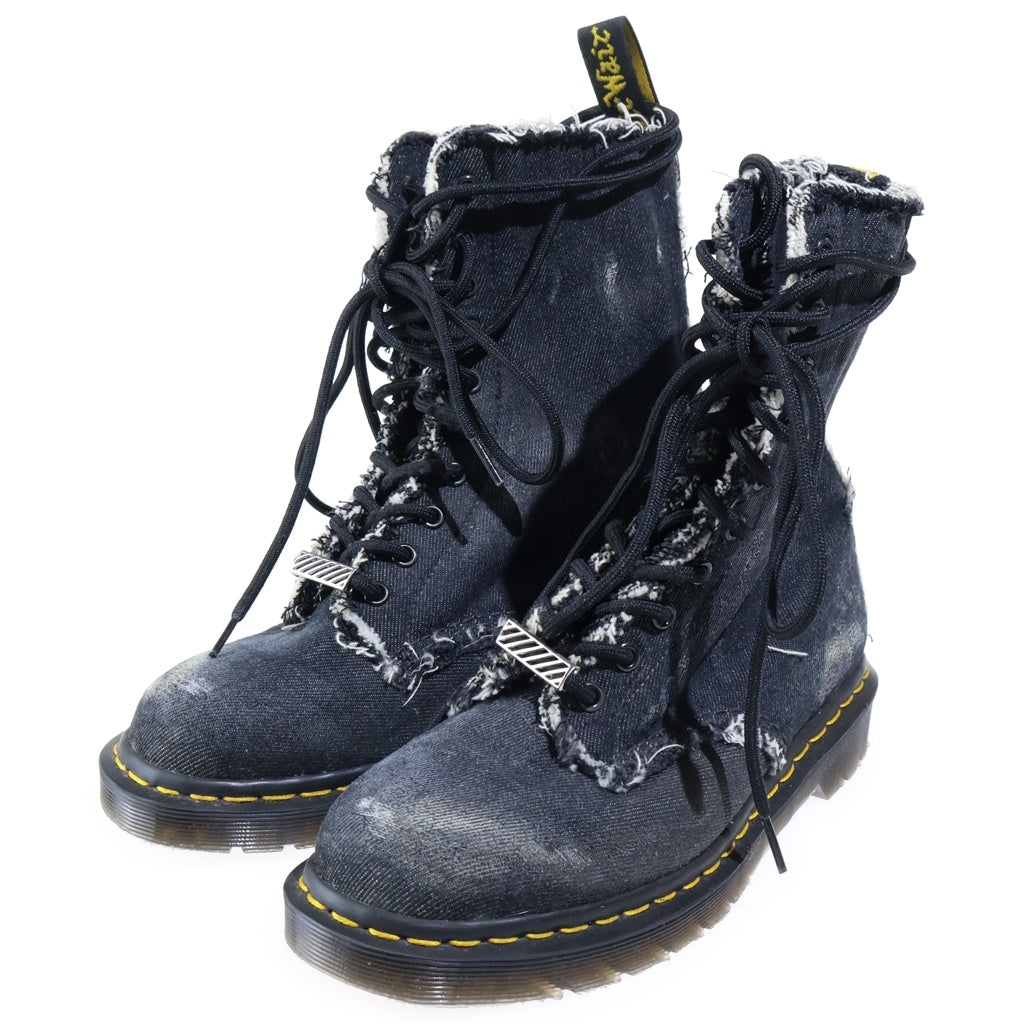 Dr.Martens(ドクターマーチン) ×OFF-WHITE Bleached Denim Boot オフホワイト ブリーチドデニムブーツ ブラック US8/26cm 22688