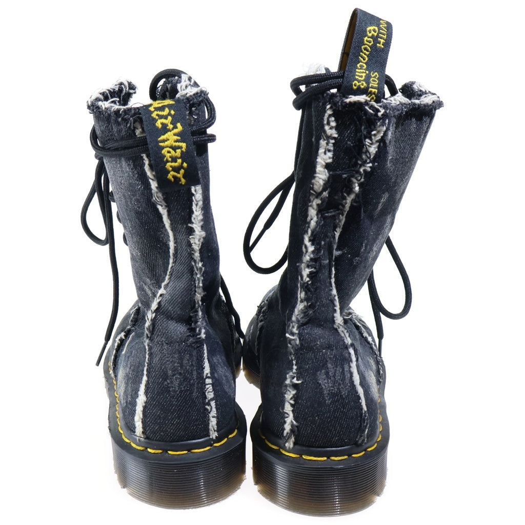 Dr.Martens(ドクターマーチン) ×OFF-WHITE Bleached Denim Boot オフホワイト ブリーチドデニムブーツ ブラック US8/26cm 22688