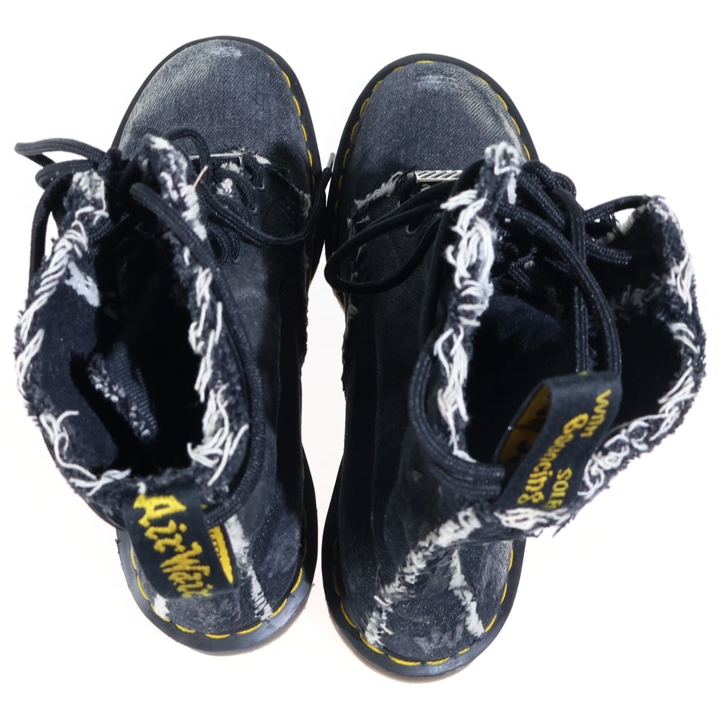 Dr.Martens(ドクターマーチン) ×OFF-WHITE Bleached Denim Boot オフホワイト ブリーチドデニムブーツ ブラック US8/26cm 22688
