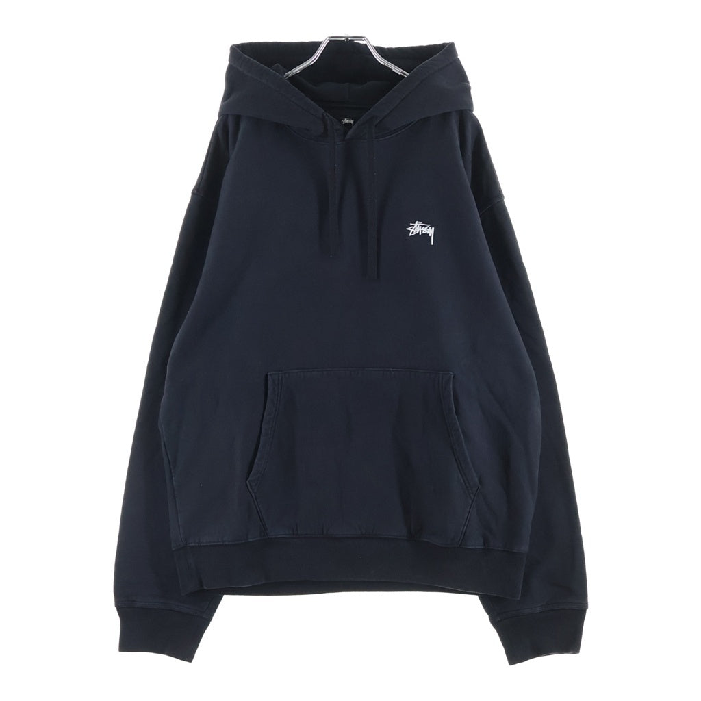 STUSSY(ステューシー) フロント ストックロゴ刺繍 プルオーバーパーカー フーディー ブラック