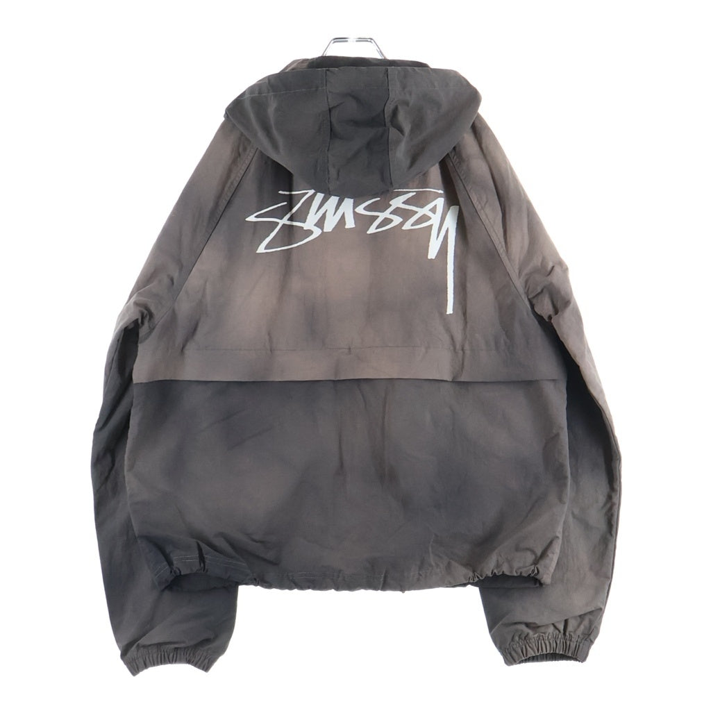 STUSSY(ステューシー) Beach Shell Wave Dye 両面ストックロゴプリント ナイロン フーデッド ジップアップジャケット ブラウン