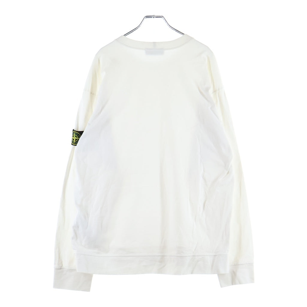 STONE ISLAND(ストーンアイランド) 22SS HEAVY COTTON JERSEY GARMENT DYED ヘヴィー コットン ジャージー ガーメントダイ ロゴパッチ 長袖Tシャツ カットソー ホワイト 761563750