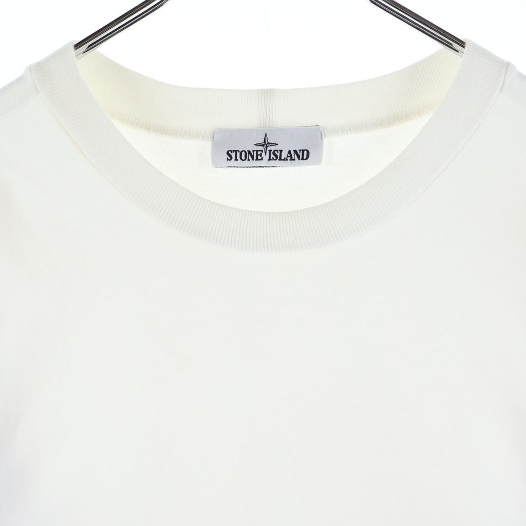 STONE ISLAND(ストーンアイランド) 22SS HEAVY COTTON JERSEY GARMENT DYED ヘヴィー コットン ジャージー ガーメントダイ ロゴパッチ 長袖Tシャツ カットソー ホワイト 761563750