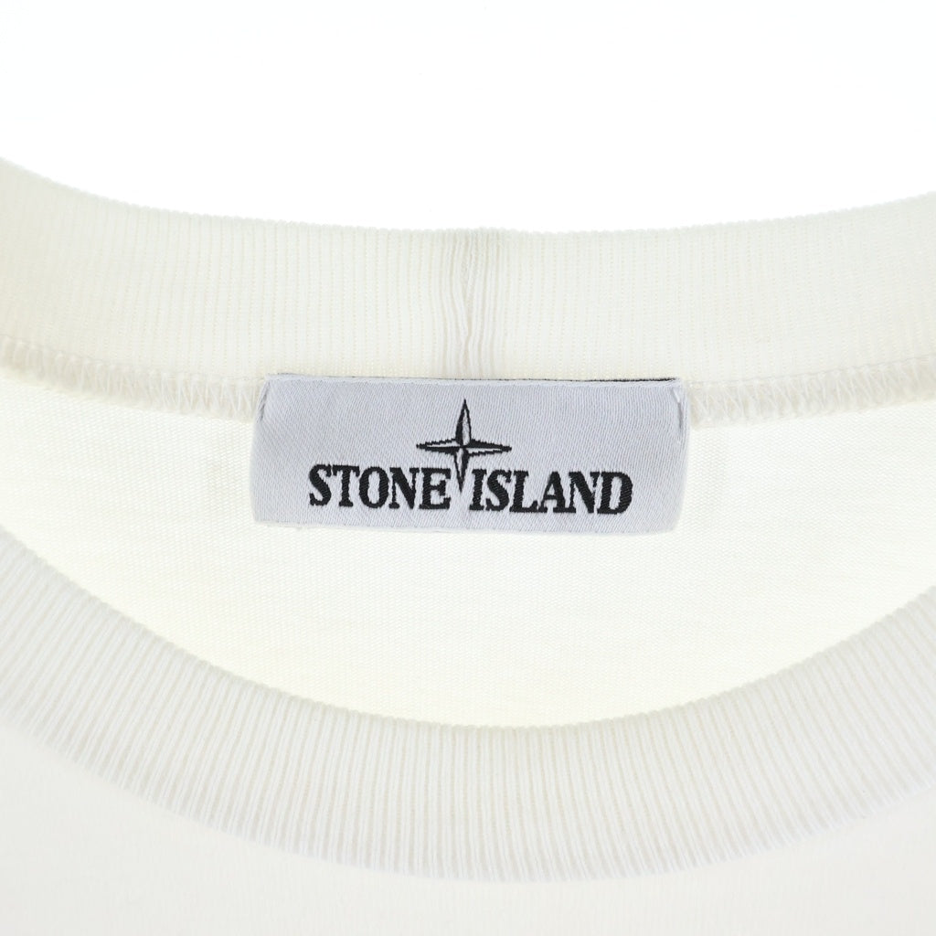 STONE ISLAND(ストーンアイランド) 22SS HEAVY COTTON JERSEY GARMENT DYED ヘヴィー コットン ジャージー ガーメントダイ ロゴパッチ 長袖Tシャツ カットソー ホワイト 761563750