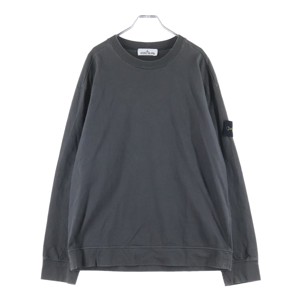 STONE ISLAND(ストーンアイランド) 22SS HEAVY COTTON JERSEY GARMENT DYED ヘヴィー コットン ジャージー ガーメントダイ ロゴパッチ 長袖Tシャツ カットソー グレー 761563750