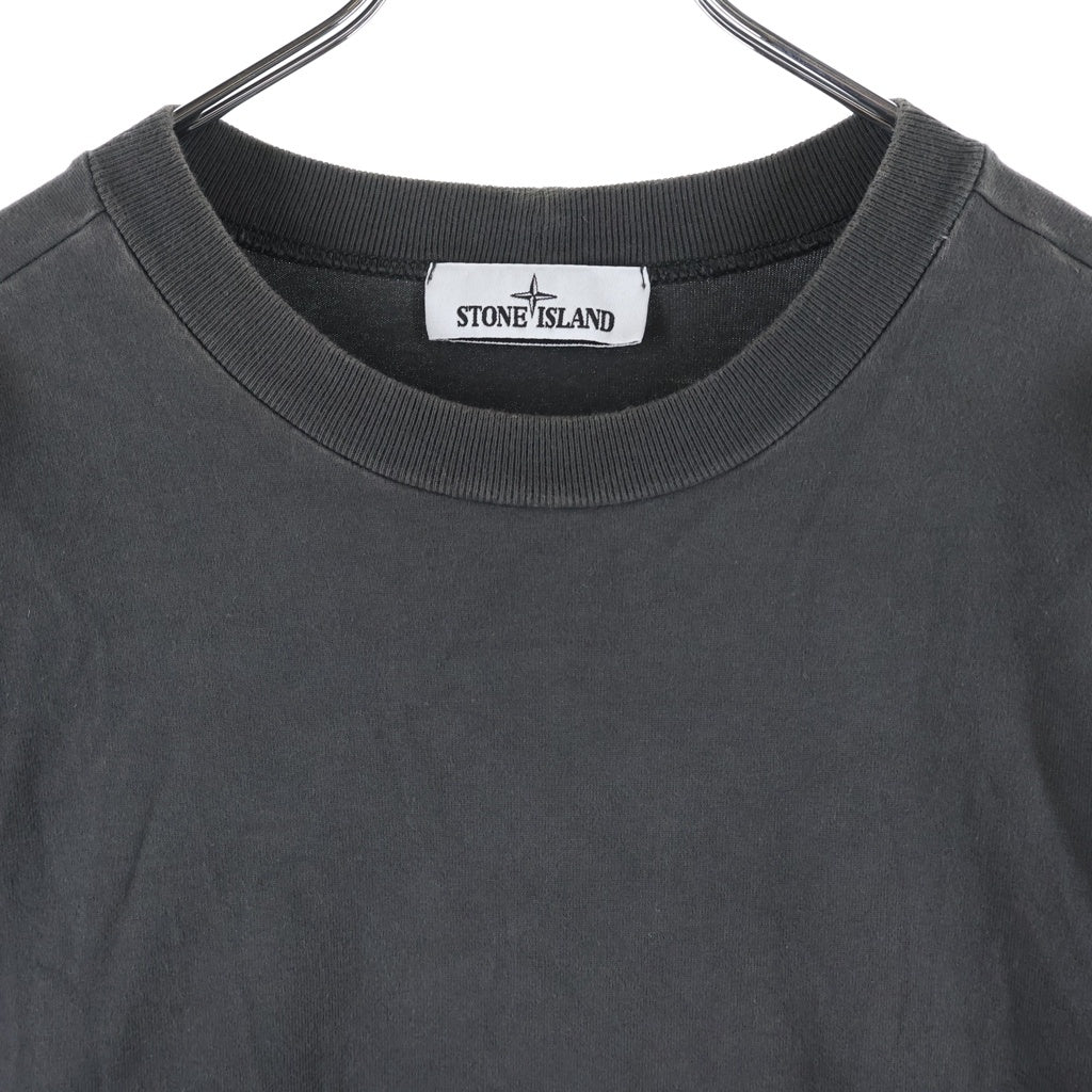 STONE ISLAND(ストーンアイランド) 22SS HEAVY COTTON JERSEY GARMENT DYED ヘヴィー コットン ジャージー ガーメントダイ ロゴパッチ 長袖Tシャツ カットソー グレー 761563750