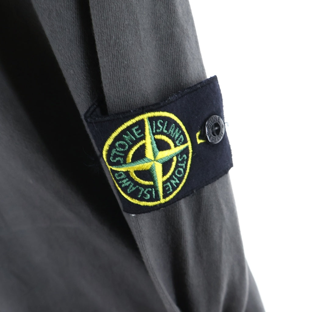 STONE ISLAND(ストーンアイランド) 22SS HEAVY COTTON JERSEY GARMENT DYED ヘヴィー コットン ジャージー ガーメントダイ ロゴパッチ 長袖Tシャツ カットソー グレー 761563750