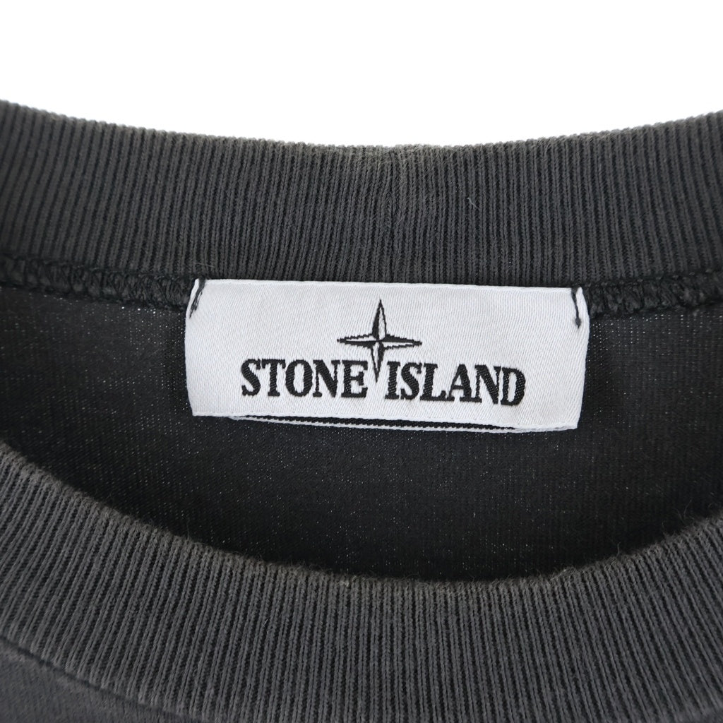 STONE ISLAND(ストーンアイランド) 22SS HEAVY COTTON JERSEY GARMENT DYED ヘヴィー コットン ジャージー ガーメントダイ ロゴパッチ 長袖Tシャツ カットソー グレー 761563750