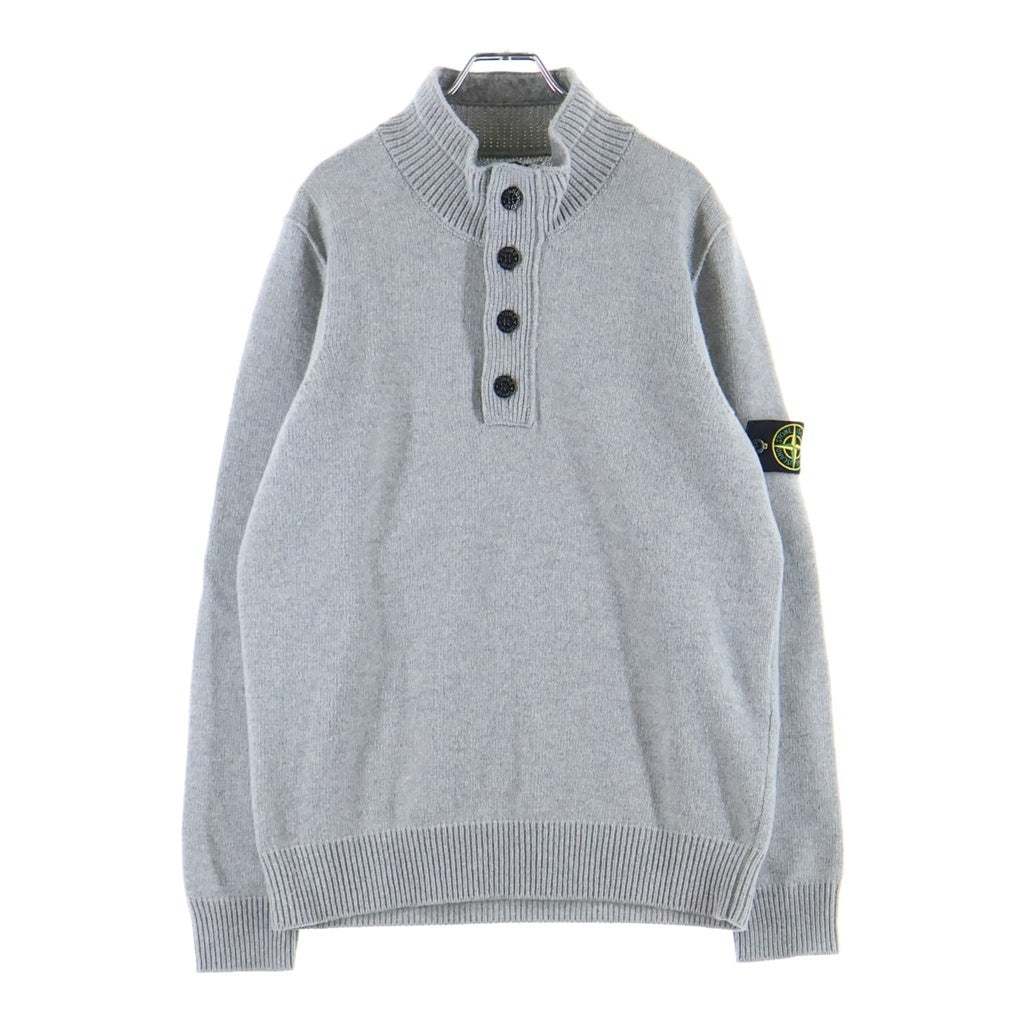 STONE ISLAND(ストーンアイランド) サイドパッチ付き ハーフジップ ニットセーター グレー 7715540A3
