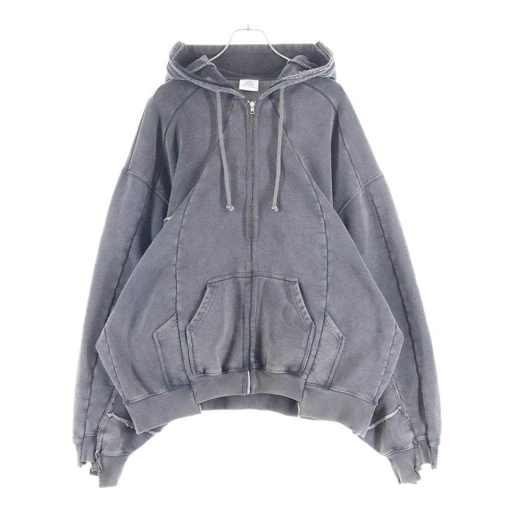 VETEMENTS(ヴェトモン) 23SS CUT-UP-ZIP-UP HOODIE カット 再構築 カットアップ ジップアップパーカー フーディ- グレー UE63HD370B
