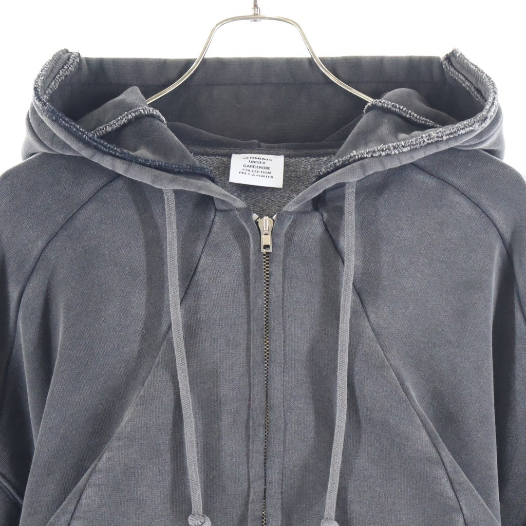 VETEMENTS(ヴェトモン) 23SS CUT-UP-ZIP-UP HOODIE カット 再構築 カットアップ ジップアップパーカー フーディ- グレー UE63HD370B