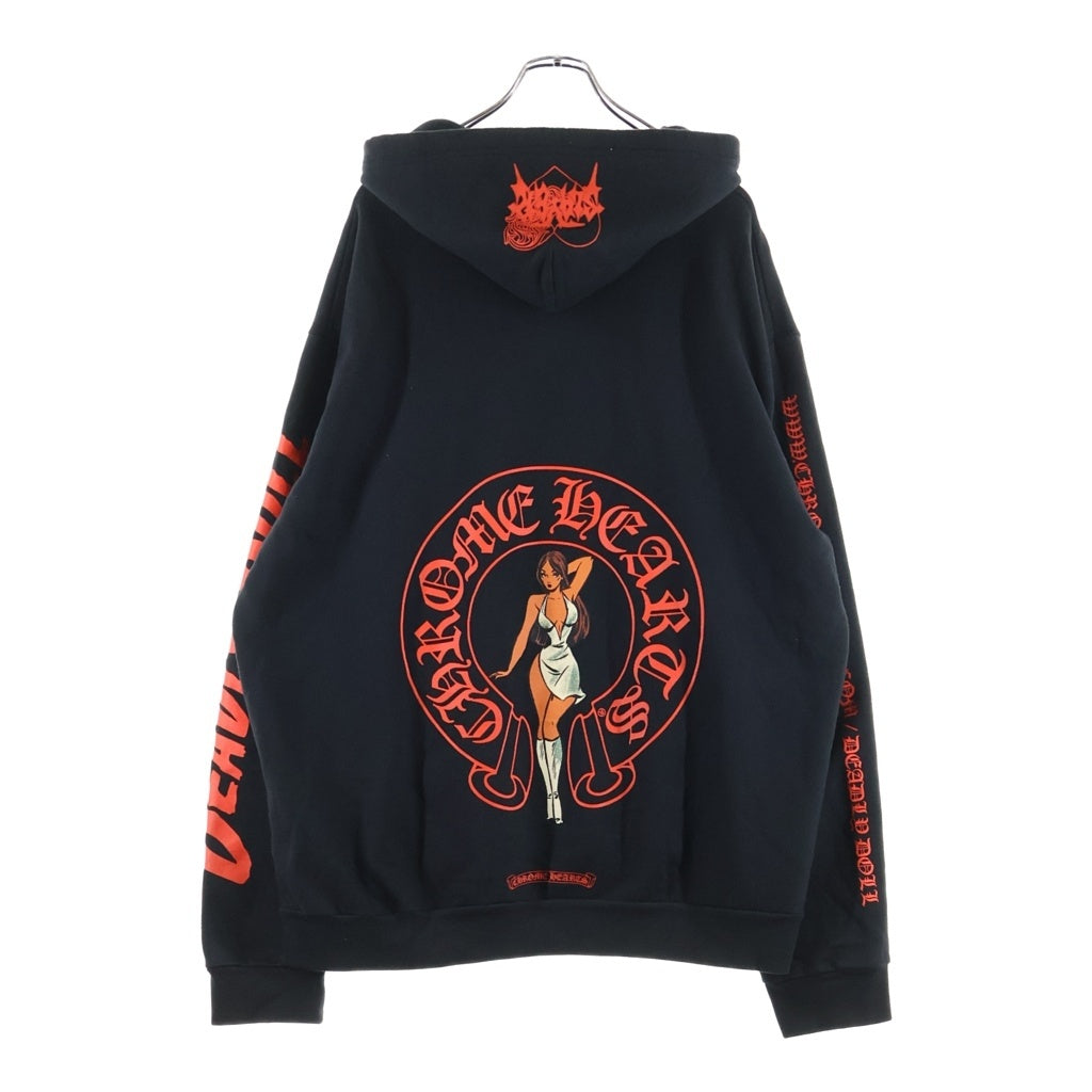 CHROME HEARTS(クロムハーツ) ×DEADLY DOLL デッドリードール ホースシュープリント プルオーバーパーカー フーディー ブラック/レッド
