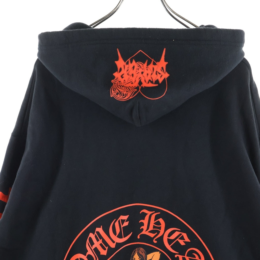 CHROME HEARTS(クロムハーツ) ×DEADLY DOLL デッドリードール ホースシュープリント プルオーバーパーカー フーディー ブラック/レッド
