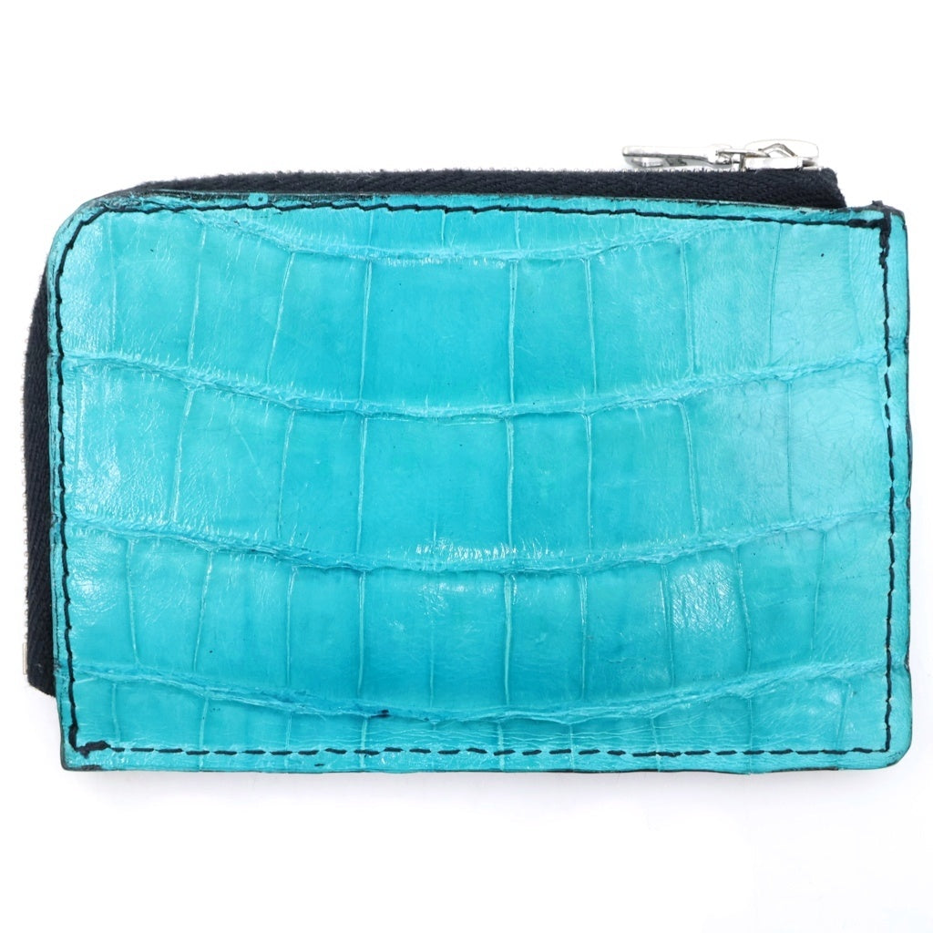 Bill Wall Leather/BWL(ビルウォールレザー) シルバーバナープレート クロコダイルレザー ジップコインケース ライトブルー レディース