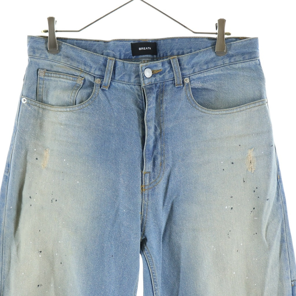 BREATH(ブレス) 26SS COATING DAMAGE DENIM PANTS コーティングダメージ ジッパーフライ ワイドバギー デニムパンツ インディゴブルー BR26SS-P1903