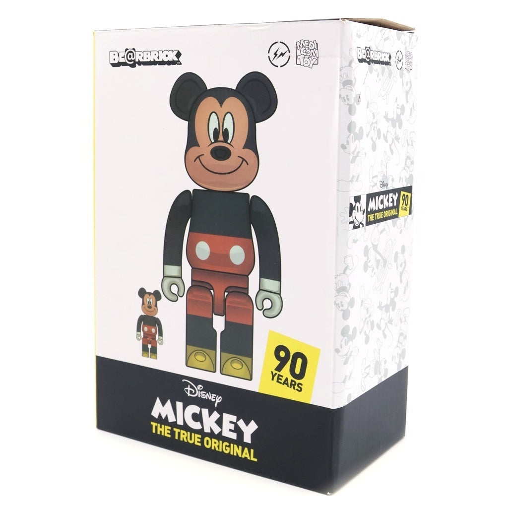 MEDICOM TOY(メディコムトイ) BE@RBRICK DISNEY MICKEY THE TRUE ORIGINAL 90YEARS 100%&400% ベアブリック ディズニー ミッキー フィギュア 人形 シルバー/レッド