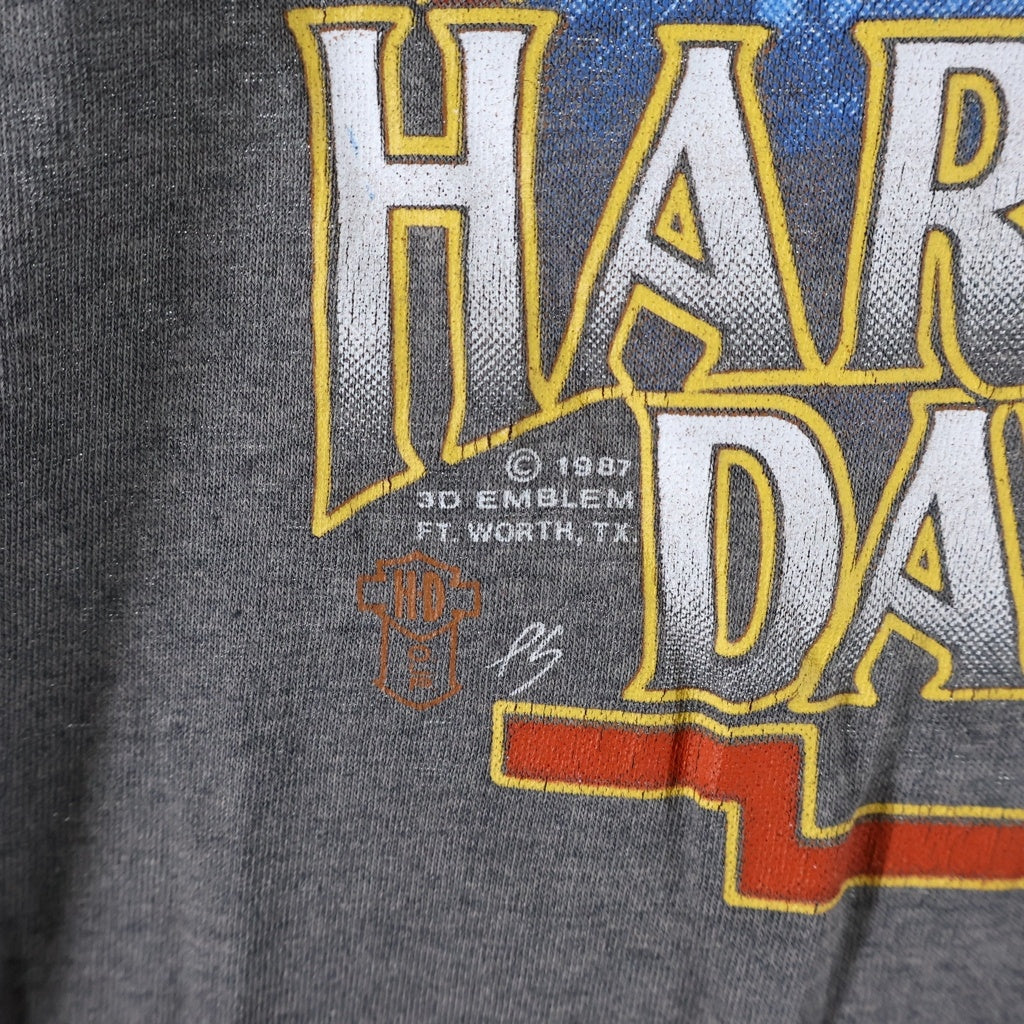 HARLEY DAVIDSON(ハーレーダビッドソン) 80s 3D EMBLEM スリーディーエンブレム イーグルプリント 半袖Tシャツカットソー グレー