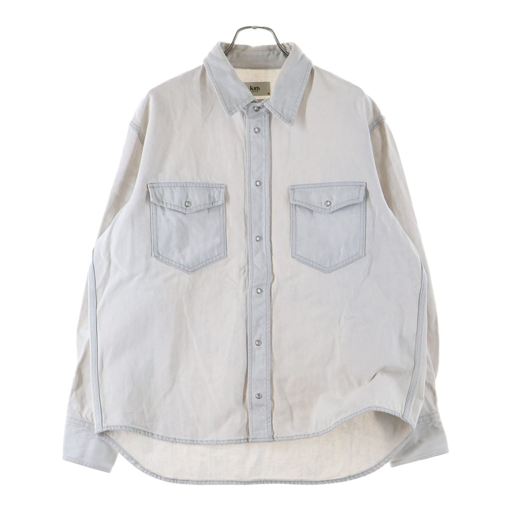 KITH(キス) Midweight Denim Long Sleeve Warwick Shirt ミッドウェイト デニム ロングスリーブ ワーウィック 長袖シャツ ホワイト