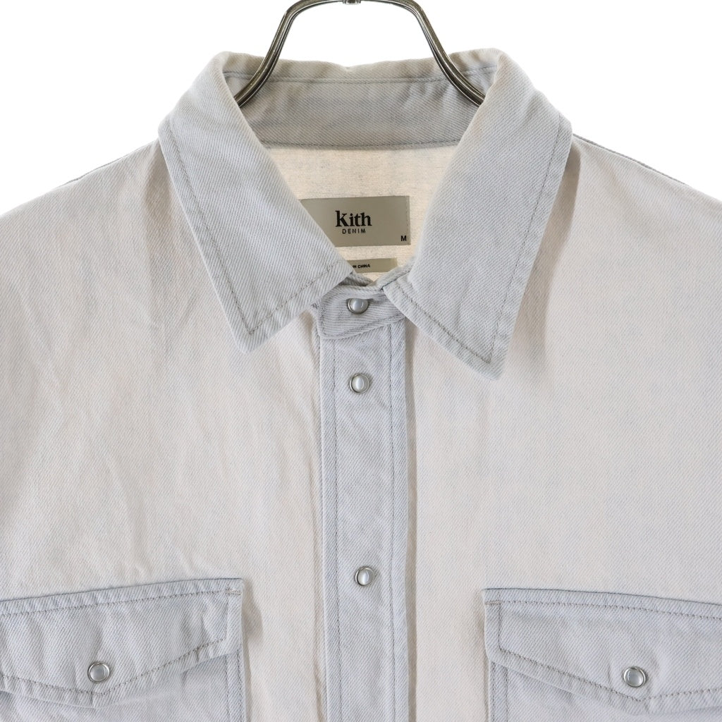 KITH(キス) Midweight Denim Long Sleeve Warwick Shirt ミッドウェイト デニム ロングスリーブ ワーウィック 長袖シャツ ホワイト