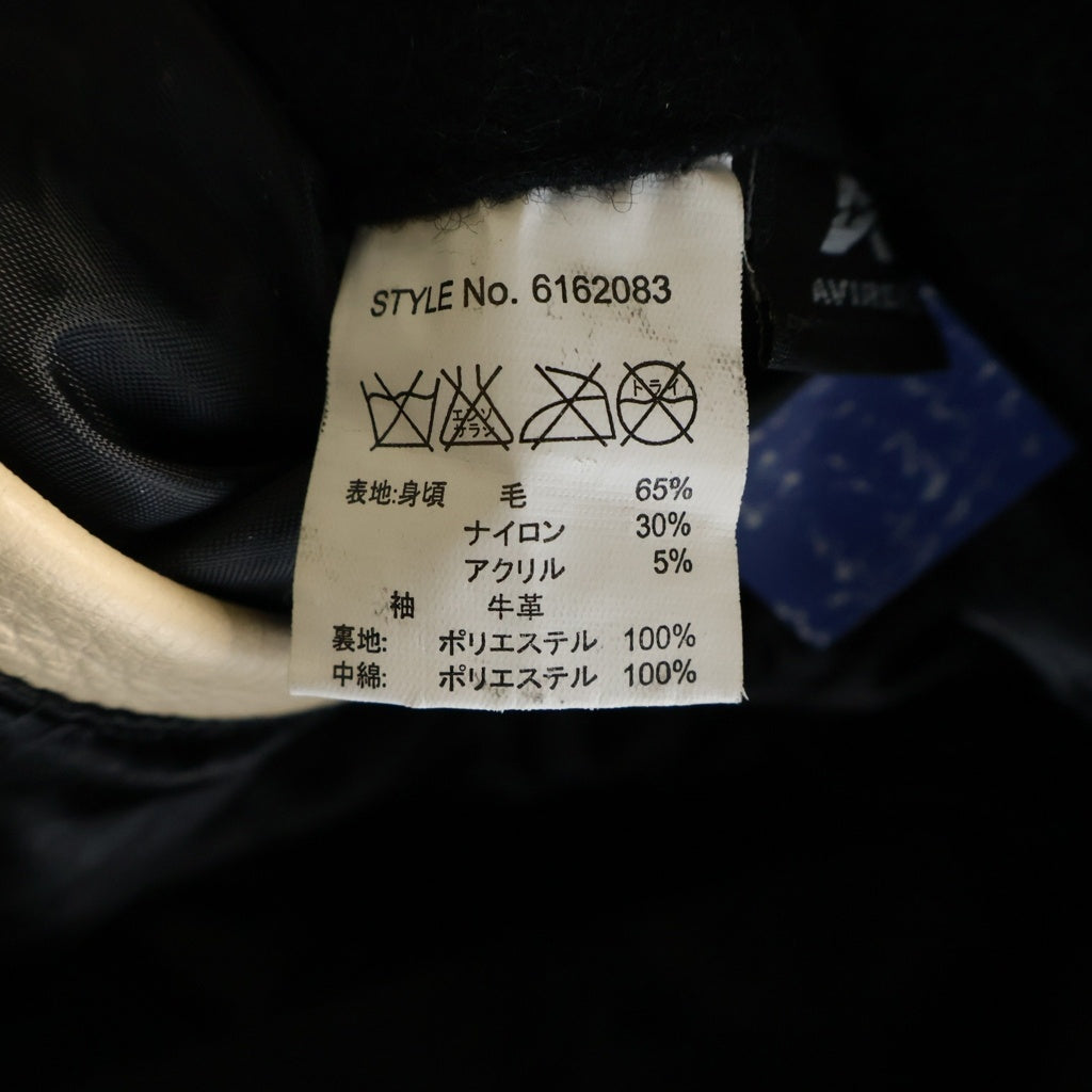 AVIREX(アヴィレックス) DISNEY MICKEY レザー切替 裏地キルティング メルトン バーシティ スタジアムジャケットブルゾン ネイビー/ホワイト