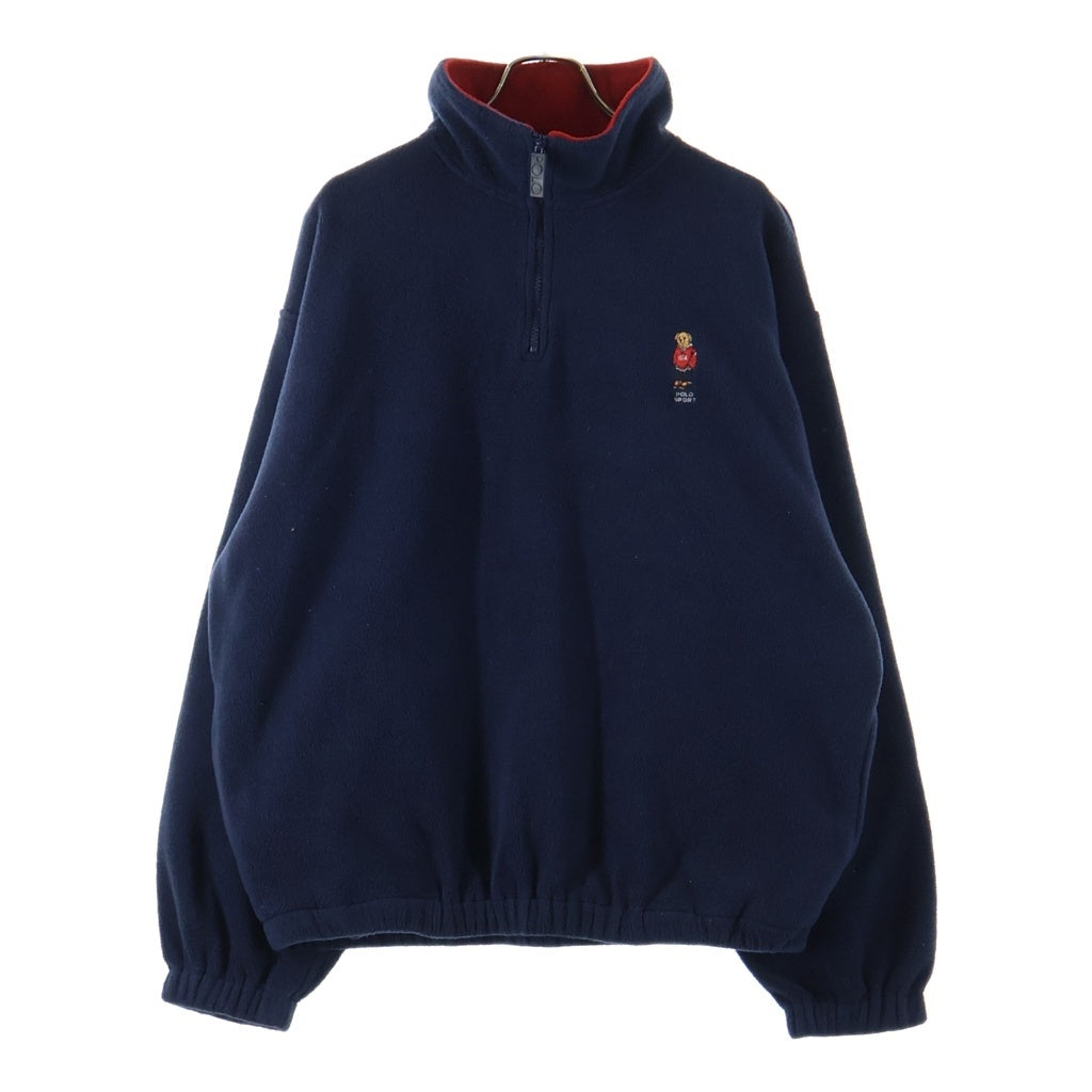 POLO RALPH LAUREN(ポロラルフローレン) 90s ポロベア刺繍 ハーフジップアップ フリース ジャケット ネイビー