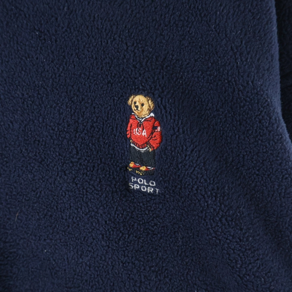 POLO RALPH LAUREN(ポロラルフローレン) 90s ポロベア刺繍 ハーフジップアップ フリース ジャケット ネイビー