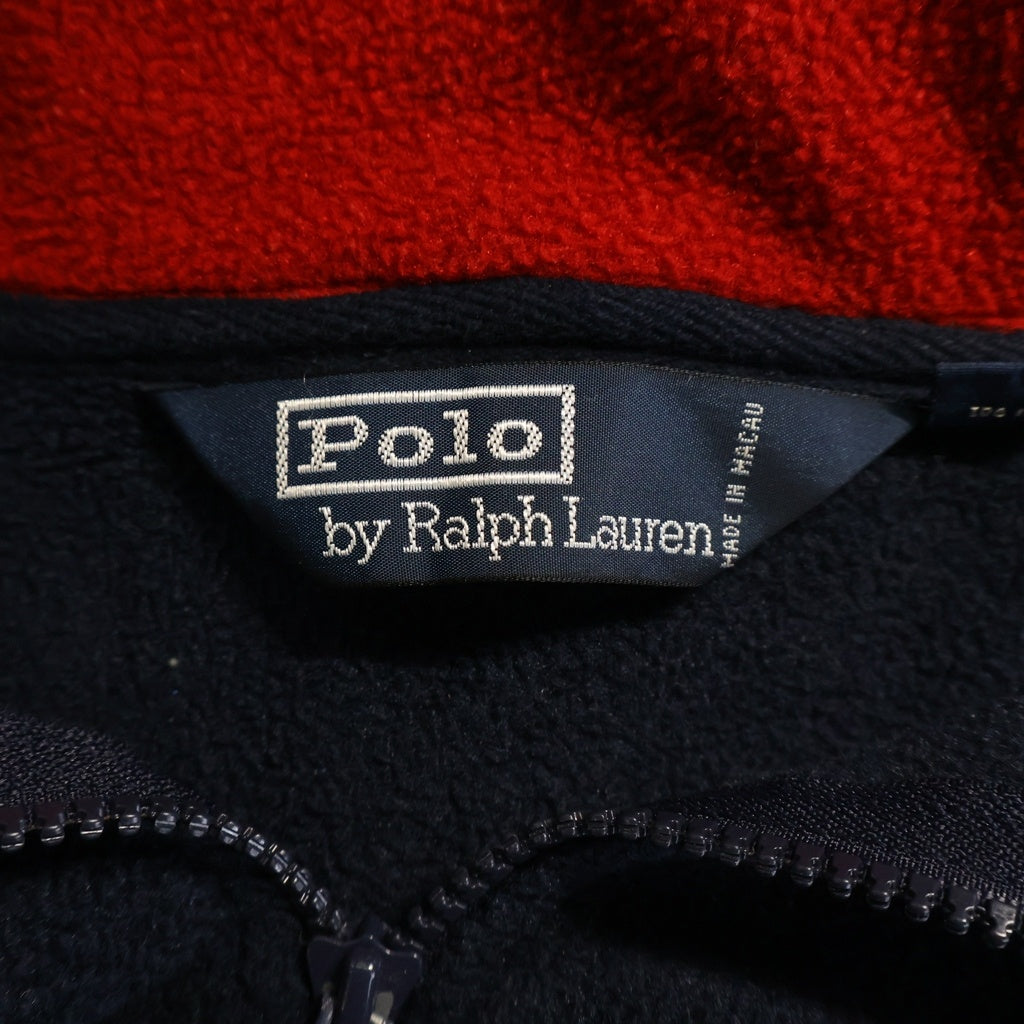 POLO RALPH LAUREN(ポロラルフローレン) 90s ポロベア刺繍 ハーフジップアップ フリース ジャケット ネイビー