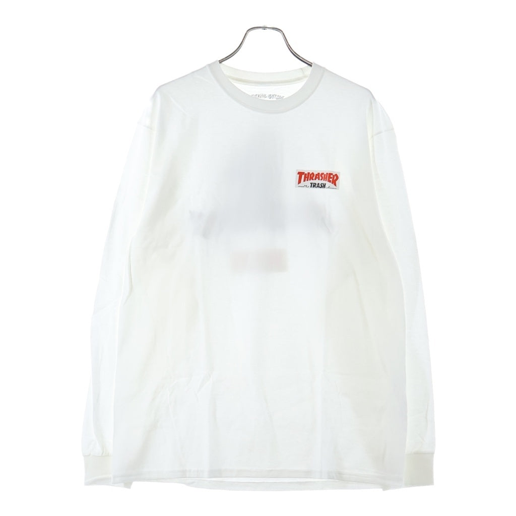 FUCKING AWESOME(ファッキンオーサム) ×THRASHER Trash Me L/S Tee スラッシャー トラッシュミー バックロゴ 両面プリント クルーネック 長袖 Tシャツ カットソー ホワイト