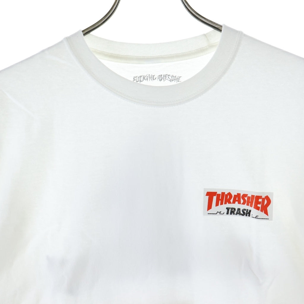 FUCKING AWESOME(ファッキンオーサム) ×THRASHER Trash Me L/S Tee スラッシャー トラッシュミー バックロゴ 両面プリント クルーネック 長袖 Tシャツ カットソー ホワイト