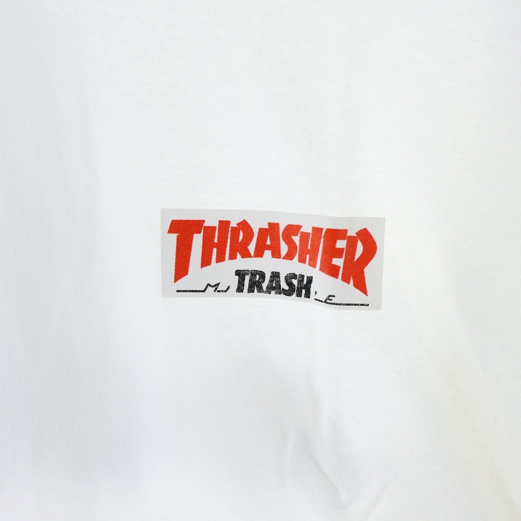 FUCKING AWESOME(ファッキンオーサム) ×THRASHER Trash Me L/S Tee スラッシャー トラッシュミー バックロゴ 両面プリント クルーネック 長袖 Tシャツ カットソー ホワイト