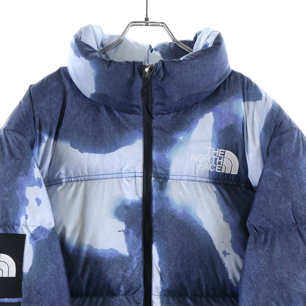SUPREME(シュプリーム) 21AW ×ザノースフェイス ブリーチド デニム プリント ヌプシ ジャケット 総柄ダウンジャケット ブルー ND92100I ND52100I