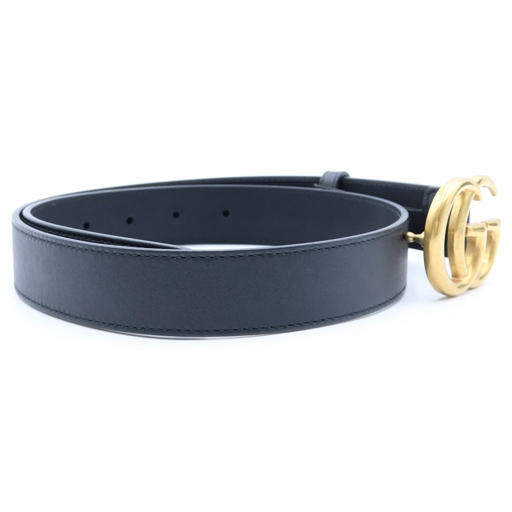 GUCCI(グッチ) GG Marmont Thin Belt ダブルジー ロゴ マーモント シン ナロー レザー ベルト ブラック 414516 AP00T レディース