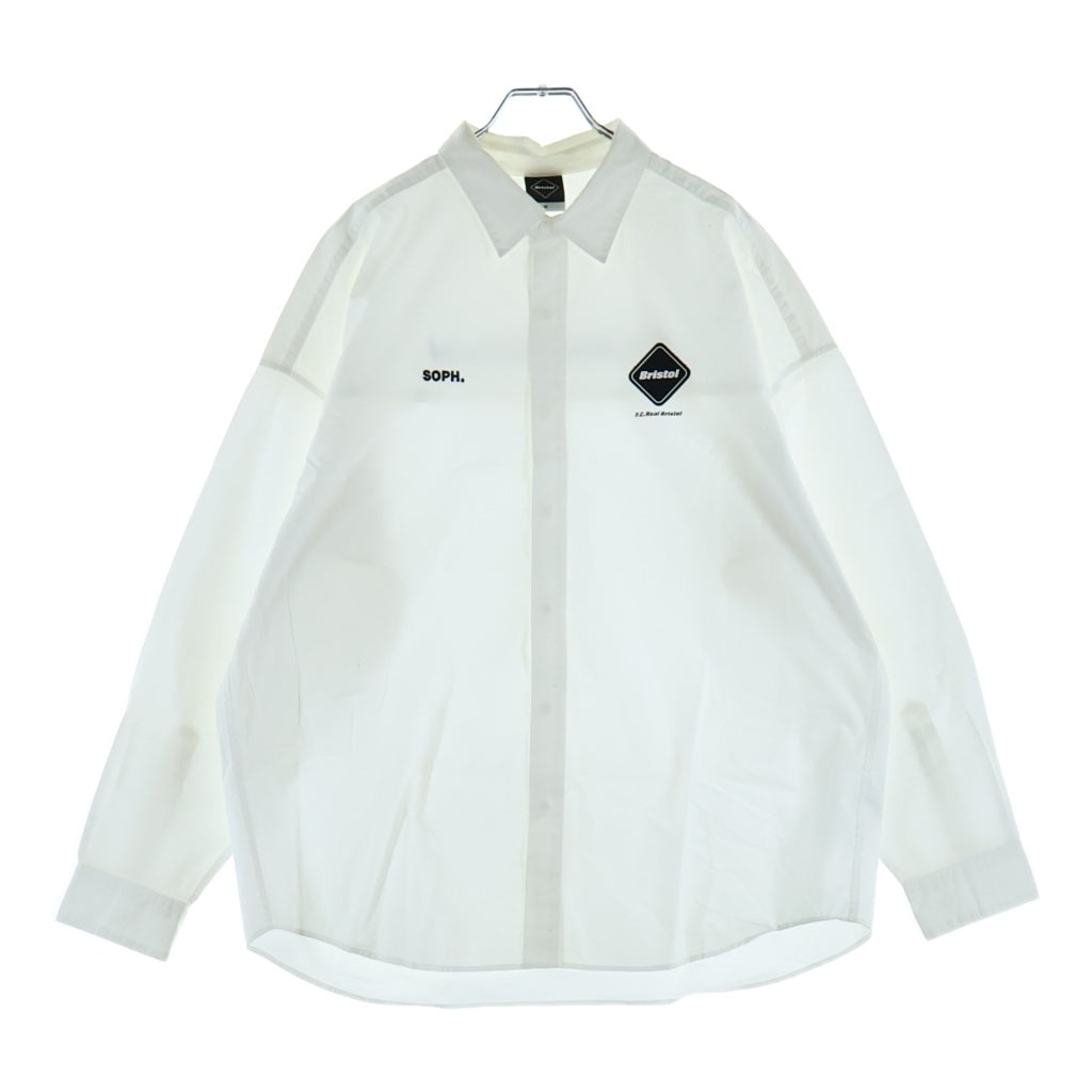 F.C.R.B./F.C.Real Bristol/FCRB(エフシーアールビー/エフシーレアルブリストル) AUTHENTIC FLY FRONT L/S SHIRT オーセンティックフライフロントラバーロゴアップリケ 長袖シャツ ホワイト FCRB-260069