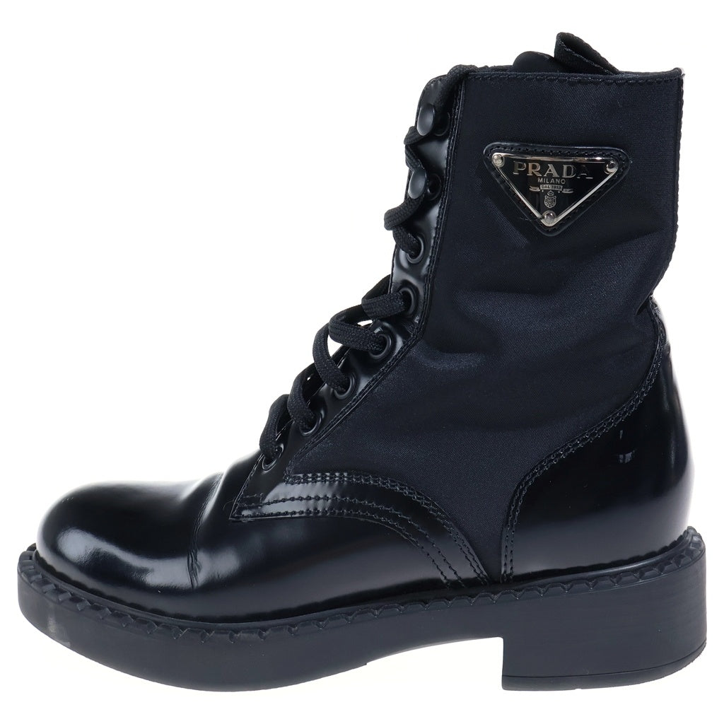 PRADA(プラダ) RE-NYLON リナイロン レースアップ レザー ハイカットブーツ 35 ブラック 1T782M