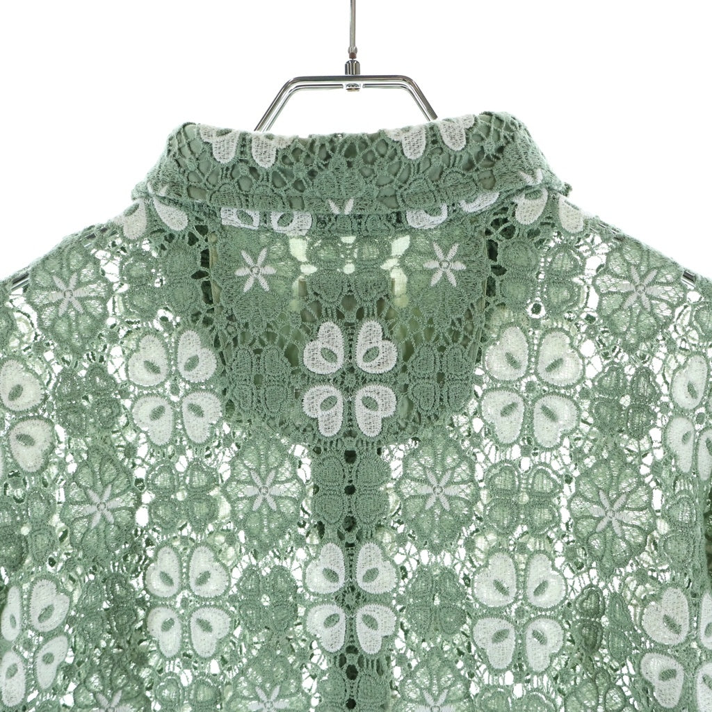 KITH(キス) 26SS &Kin Retro Floral Lace Harvey Shirt アンドキン レトロ フローラル総柄 レース ハーヴィー ボタンダウン 半袖シャツ グリーン