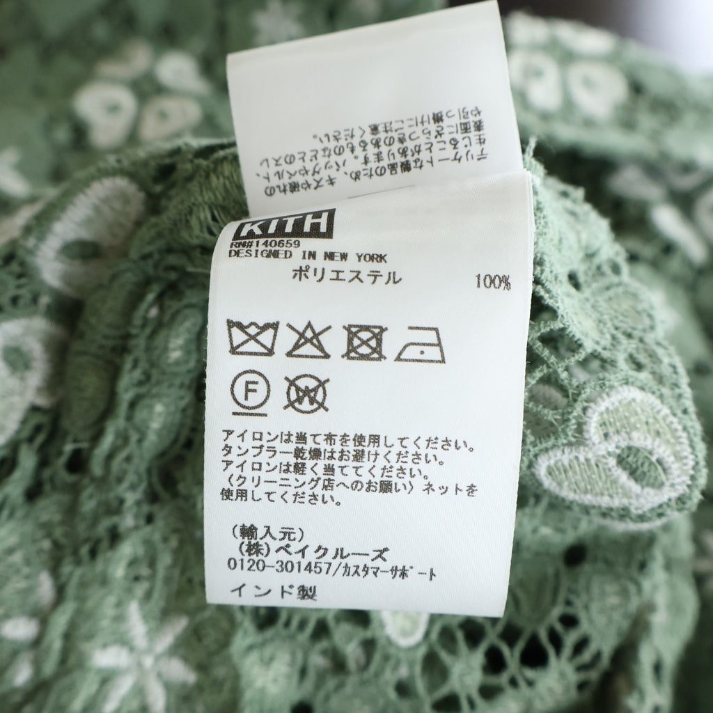 KITH(キス) 26SS &Kin Retro Floral Lace Harvey Shirt アンドキン レトロ フローラル総柄 レース ハーヴィー ボタンダウン 半袖シャツ グリーン