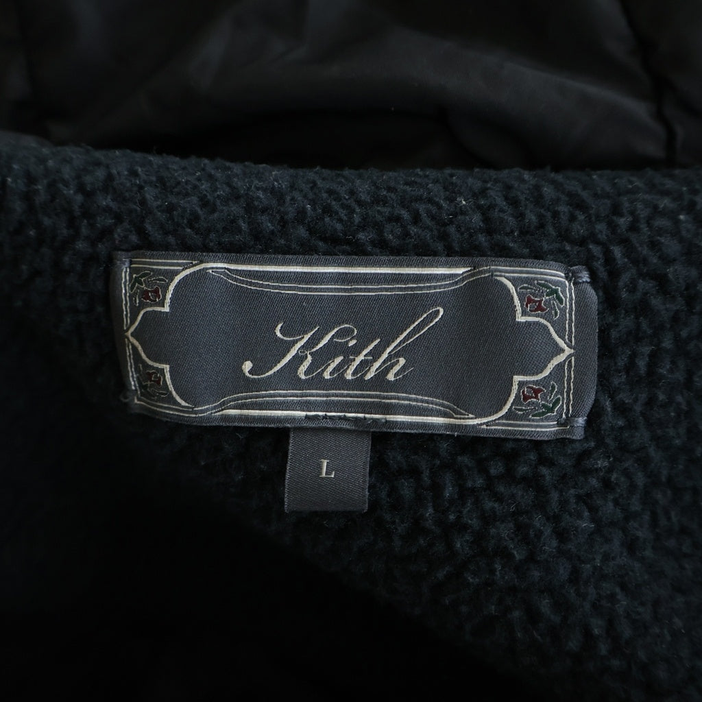 KITH(キス) 25SS Paisley Fleese Jacket ペイズリー総柄 フリース ナイロン ジップアップ フーデッド ジャケット ブラック