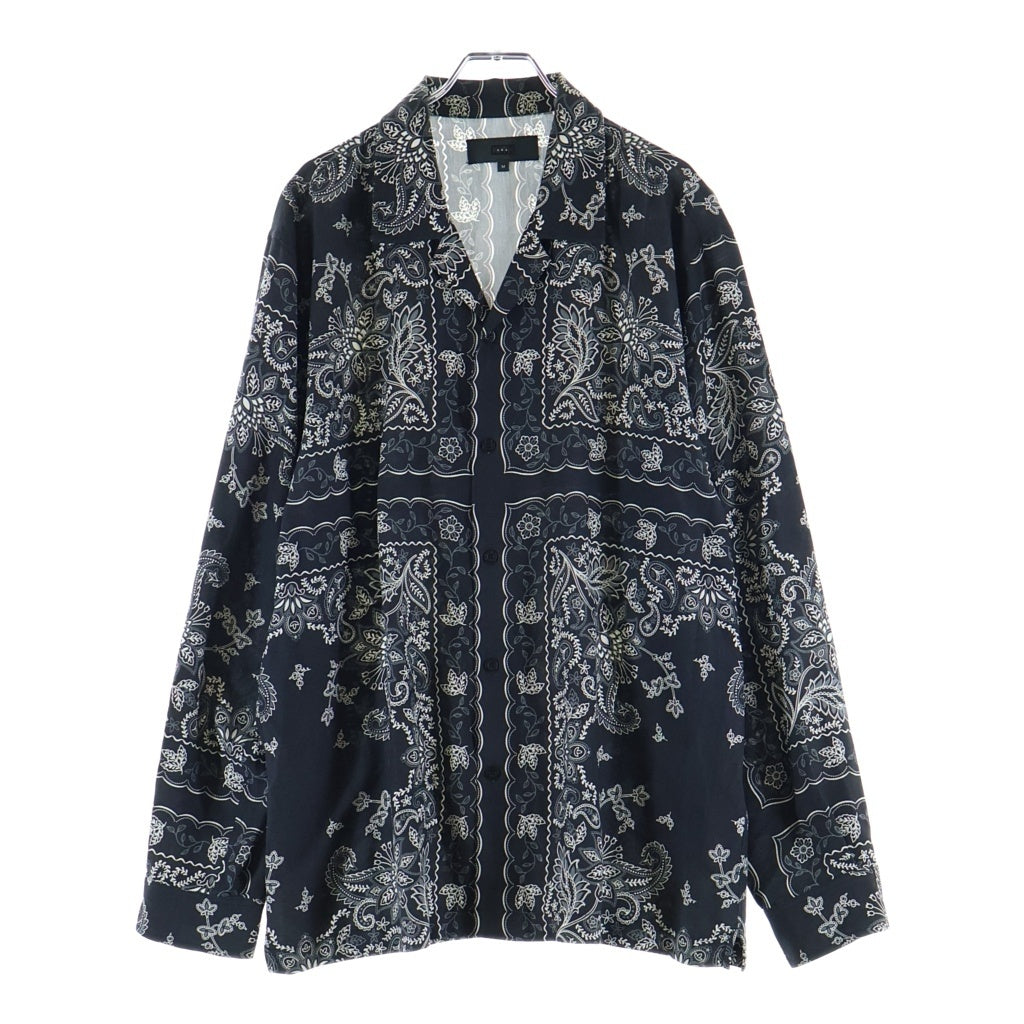 KITH(キス) 24SS 101 New York City ニューヨークシティ バンダナ総柄 シルク 長袖シャツ ブラック