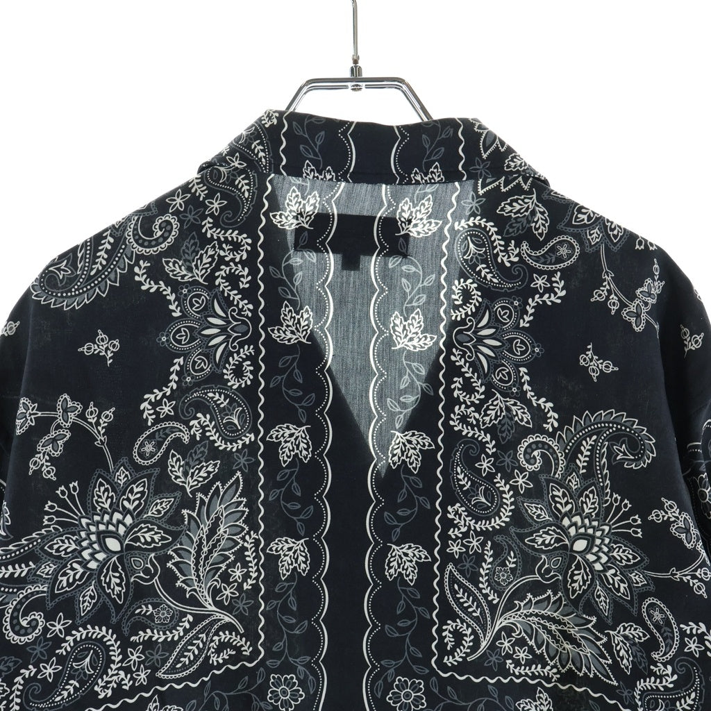 KITH(キス) 24SS 101 New York City ニューヨークシティ バンダナ総柄 シルク 長袖シャツ ブラック