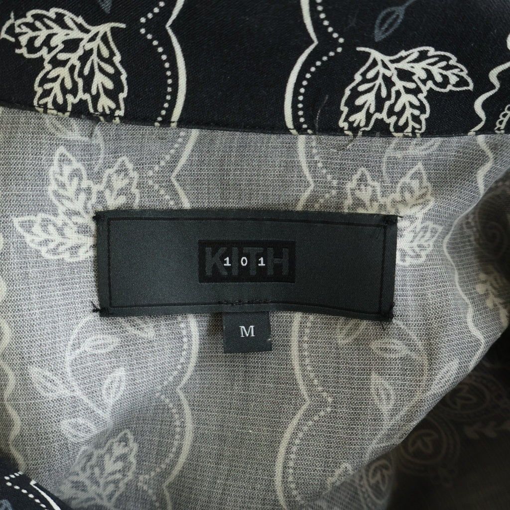 KITH(キス) 24SS 101 New York City ニューヨークシティ バンダナ総柄 シルク 長袖シャツ ブラック